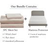 imageCalifornia Design Den 4 Piece Twin XL Size Sheet Set Beige and Waterproof Mattress Protector White Bundle  Soft 100 Cotton Sateen 3 Piece Sheet Set with 1 Mattress Protector
