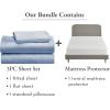 imageCalifornia Design Den 4 Piece Twin XL Size Sheet Set Blue Hydrangea and Waterproof Mattress Protector White Bundle  Soft 100 Cotton Sateen 3 Piece Sheet Set with 1 Mattress Protector
