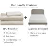 imageCalifornia Design Den 4 Piece Twin XL Size Sheet Set Ivory and Waterproof Mattress Protector White Bundle  600 Thread Count 100 Cotton Sateen 3 Piece Sheet Set with 1 Mattress Protector