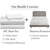 imageCalifornia Design Den 4 Piece Twin XL Size Sheet Set Ivory and Waterproof Mattress Protector White Bundle  Soft 100 Cotton Sateen 3 Piece Sheet Set with 1 Mattress Protector