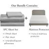 imageCalifornia Design Den 4 Piece Twin XL Size Sheet Set Light Grey and Waterproof Mattress Protector White Bundle  500 Thread Count 100 Cotton Sateen 3 Piece Sheet Set with 1 Mattress Protector