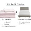 imageCalifornia Design Den 4 Piece Twin XL Size Sheet Set Pink and Waterproof Mattress Protector White Bundle  Soft 100 Cotton Sateen 3 Piece Sheet Set with 1 Mattress Protector