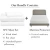 imageCalifornia Design Den 4 Piece Twin XL Size Sheet Set and Waterproof Mattress Protector Bundle  500 Thread Count 100 Cotton Sateen 3 Piece Sheet Set with 1 Mattress Protector White