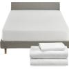 imageCalifornia Design Den 4 Piece Twin XL Size Sheet Set Ivory and Waterproof Mattress Protector White Bundle  Soft 100 Cotton Sateen 3 Piece Sheet Set with 1 Mattress Protector