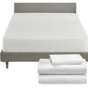 imageCalifornia Design Den 4 Piece Twin XL Size Sheet Set Ivory and Waterproof Mattress Protector White Bundle  Soft 100 Cotton Sateen 3 Piece Sheet Set with 1 Mattress Protector