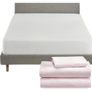 imageCalifornia Design Den 4 Piece Twin XL Size Sheet Set Pink and Waterproof Mattress Protector White Bundle  Soft 100 Cotton Sateen 3 Piece Sheet Set with 1 Mattress Protector
