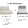 image4 Piece Twin XL Size Stripped Sheet Set Ivory and Waterproof Mattress Protector White Bundle  500 Thread Count 100 Cotton Sateen 3 Piece Sheet Set with 1 Mattress Protector
