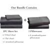 image5 Piece Twin XL Size Sheet Set with 3 Pillowcases  Soft 100 Cotton Sateen Grey
