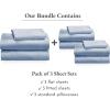imageCalifornia Design Den 3Pack Twin XL Sheet Sets 100 Cotton Sateen Includes 3 Flat 3 Fitted ampamp 3 Pillowcases Blue Hydrangea