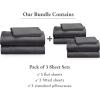 imageCalifornia Design Den 3Pack Twin XL Sheet Sets 100 Cotton Sateen Includes 3 Flat 3 Fitted ampamp 3 Pillowcases Grey