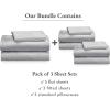imageCalifornia Design Den 3Pack Twin XL Sheet Sets 100 Cotton Sateen Includes 3 Flat 3 Fitted ampamp 3 Pillowcases Light Grey