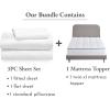 imageCalifornia Design Den 4 Piece Bedding Bundle  3 Piece Sheet Set 100 Cotton Sateen  1 Mattress Topper Twin XL White