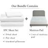 imageCalifornia Design Den 4 Piece Bedding Bundle  3 Piece Sheet Set 100 Cotton Sateen with 1 Mattress Pad Twin XL White