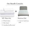 imageCalifornia Design Den 4 Piece Bedding Bundle  3 Piece Sheet Set 400 Thread Count 100 Cotton Sateen with 1 Mattress Pad Twin XL White