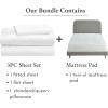 imageCalifornia Design Den 4 Piece Bedding Bundle  3 Piece Sheet Set 600 Thread Count 100 Cotton Sateen with 1 Mattress Pad Twin XL White