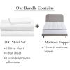 imageCalifornia Design Den 4 Piece Bedding Bundle  3 Piece Sheet Set 600 Thread Count 100 Cotton Sateen with 1 Mattress Topper Twin XL White