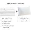 imageCalifornia Design Den 4 Piece Bedding Bundle  3 Piece Twin XL Sheet Set 600 Thread Count 100 Cotton Sateen with 1 Queen Luxury Pillow White