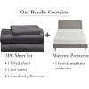 imageCalifornia Design Den 4 Piece Twin XL Size Sheet Set Grey and Waterproof Mattress Protector White Bundle  Soft 100 Cotton Sateen 3 Piece Sheet Set with 1 Mattress Protector