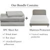imageCalifornia Design Den 4 Piece Twin XL Size Sheet Set Light Grey and Waterproof Mattress Protector White Bundle  100 Organic Cotton Percale 3 Piece Sheet Set with 1 Mattress Protector