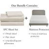 imageCalifornia Design Den 4 Piece Twin XL Size Sheet Set Natural Ivory and Waterproof Mattress Protector White Bundle  100 Organic Cotton Percale 3 Piece Sheet Set with 1 Mattress Protector
