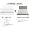 imageCalifornia Design Den 4 Piece Twin XL Size Sheet Set and Waterproof Mattress Protector Bundle  100 Organic Cotton Percale 3 Piece Sheet Set with 1 Mattress Protector White