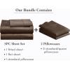 imageCalifornia Design Den 5 Piece Twin XL Size Sheet Set with 3 Pillowcases 400 Thread Count 100 Cotton Sateen Chocolate Rich Brown