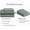 imageCalifornia Design Den 5 Piece Twin XL Size Sheet Set with 3 Pillowcases 400 Thread Count 100 Cotton Sateen Sage Green