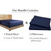 imageCalifornia Design Den Bedding Bundle  Twin XL Fitted Sheet with 2 Pillowcases 100 Organic Cotton Percale Navy Blue