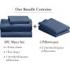 imageCalifornia Design Den Bedding Bundle  Twin XL Sheet Set with 3 Pillowcases 500 Thread Count 100 Cotton Sateen Navy Blue
