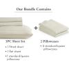 imageCalifornia Design Den Bedding Bundle  Twin XL Striped Sheet Set with 3 Pillowcases 500 Thread Count 100 Cotton Sateen Ivory Striped
