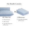 imageCalifornia Design Den Bedding Bundle  Twin XL Striped Sheet Set with 3 Pillowcases 500 Thread Count 100 Cotton Sateen Light Blue Striped