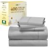image5 Piece Twin XL Size Sheet Set with 3 Pillowcases 400 Thread Count 100 Cotton Sateen Grey