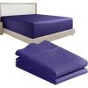 imageCalifornia Design Den 3Piece Bundle  Fitted Sheet with 2 Pillowcases 400 Thread Count 100 Cotton Sateen Deep Pockets Twin XL Size Dark Purple