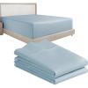 imageCalifornia Design Den 3Piece Bundle  Fitted Sheet with 2 Pillowcases 400 Thread Count 100 Cotton Sateen Deep Pockets Twin XL Size Sky Blue