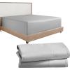 imageCalifornia Design Den 3Piece Bundle  Fitted Sheet with 2 Pillowcases Soft 100 Cotton Sateen Deep Pockets Twin XL Size Light Grey