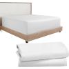 imageCalifornia Design Den 3Piece Bundle  Fitted Sheet with 2 Pillowcases Soft 100 Cotton Sateen Deep Pockets Twin XL Size White