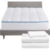 imageCalifornia Design Den 4 Piece Bedding Bundle  3 Piece Sheet Set 100 Cotton Sateen  1 Mattress Topper Twin XL White