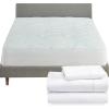imageCalifornia Design Den 4 Piece Bedding Bundle  3 Piece Sheet Set 400 Thread Count 100 Cotton Sateen with 1 Mattress Pad Twin XL White