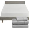 imageCalifornia Design Den 4 Piece Bedding Bundle  3 Piece Sheet Set 400 Thread Count 100 Cotton Sateen with 1 Mattress Protector Twin XL Light Gray