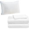 imageCalifornia Design Den 4 Piece Bedding Bundle  3 Piece Twin XL Sheet Set 600 Thread Count 100 Cotton Sateen with 1 Queen Luxury Pillow White
