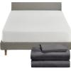 imageCalifornia Design Den 4 Piece Twin XL Size Sheet Set Grey and Waterproof Mattress Protector White Bundle  Soft 100 Cotton Sateen 3 Piece Sheet Set with 1 Mattress Protector