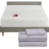imageCalifornia Design Den 4 Piece Twin XL Size Sheet Set Lavender Gray and Waterproof Mattress Protector White Bundle  400 Thread Count 100 Cotton Sateen 3 Piece Sheet Set with 1 Mattress Protector