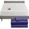 imageCalifornia Design Den 4 Piece Twin XL Size Sheet Set Purple and Waterproof Mattress Protector White Bundle  400 Thread Count 100 Cotton Sateen 3 Piece Sheet Set with 1 Mattress Protector