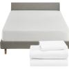 imageCalifornia Design Den 4 Piece Twin XL Size Sheet Set and Waterproof Mattress Protector Bundle  100 Organic Cotton Percale 3 Piece Sheet Set with 1 Mattress Protector White