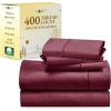 imageCalifornia Design Den 5 Piece Twin XL Size Sheet Set with 3 Pillowcases 400 Thread Count 100 Cotton Sateen Burgundy Red