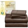 imageCalifornia Design Den 5 Piece Twin XL Size Sheet Set with 3 Pillowcases 400 Thread Count 100 Cotton Sateen Chocolate Rich Brown