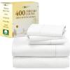 imageCalifornia Design Den 5 Piece Twin XL Size Sheet Set with 3 Pillowcases 400 Thread Count 100 Cotton Sateen Ivory