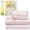 imageCalifornia Design Den 5 Piece Twin XL Size Sheet Set with 3 Pillowcases 400 Thread Count 100 Cotton Sateen Pink