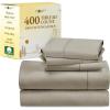 imageCalifornia Design Den 5 Piece Twin XL Size Sheet Set with 3 Pillowcases 400 Thread Count 100 Cotton Sateen Taupe