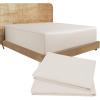 imageCalifornia Design Den Bedding Bundle  Twin XL Fitted Sheet with 2 Pillowcases 100 Organic Cotton Percale Natural Ivory